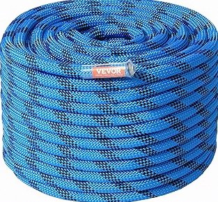 VEVOR 12.7mm Static Climbing Rope, 60.9M(200ft) Outdoor Rock Climbing Rope 30KN Breaking Tension, Fiber Rope for Escape, Rappelling, Fire Rescue, Blue product image
